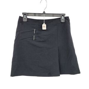 Izod Golf Skort Edgy Schoolgirl A-line Mini Zipper Detail Front Slit Black 2